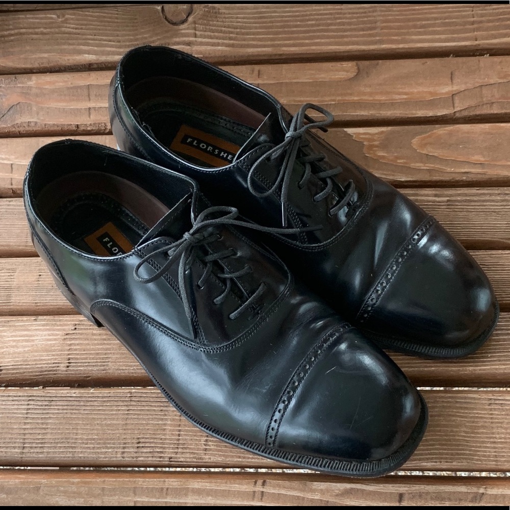 Florsheim MENS Black Leather Oxford Dress Shoes 9D